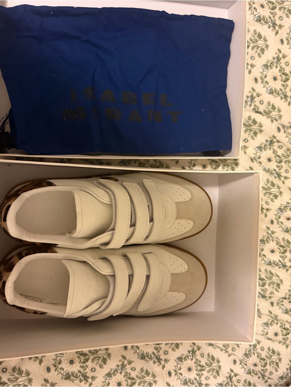Isabel Marant Cream Sneakers with Leopard Heel